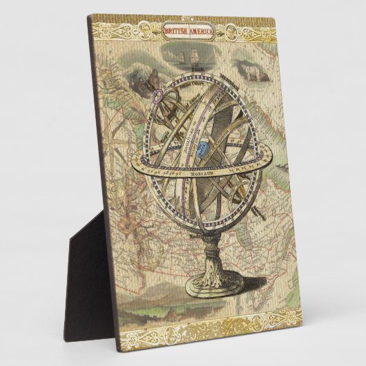 Old British America Explare Polar Bear Compass Map Fotoplatte (Seite)