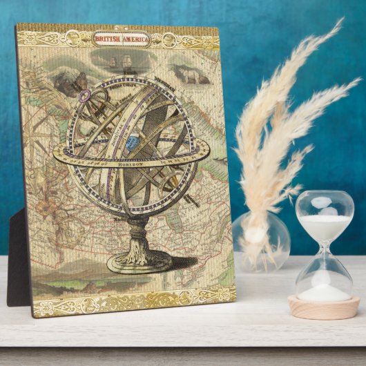 Old British America Explare Polar Bear Compass Map Fotoplatte (Seite)