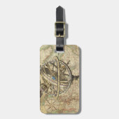 Old British America Explare Polar Bear Compass Map Gepäckanhänger (Vorderseite vertikal)