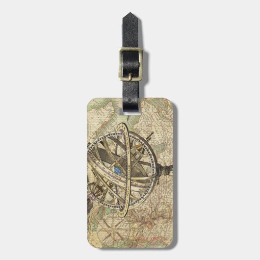 Old British America Explare Polar Bear Compass Map Gepäckanhänger (Vorderseite vertikal)