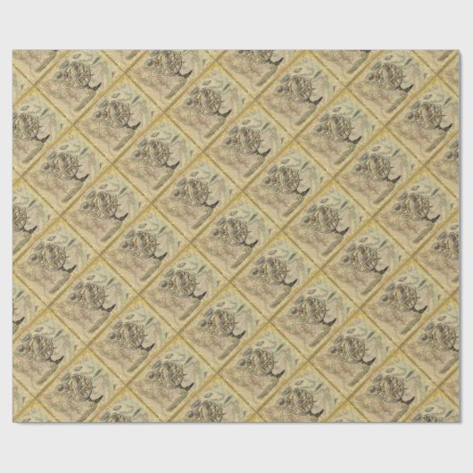 Old British America Explare Polar Bear Compass Map Geschenkpapier (Flach)