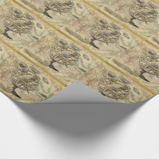 Old British America Explare Polar Bear Compass Map Geschenkpapier (Ecke)