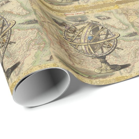 Old British America Explare Polar Bear Compass Map Geschenkpapier (Rolleneckpunkt)