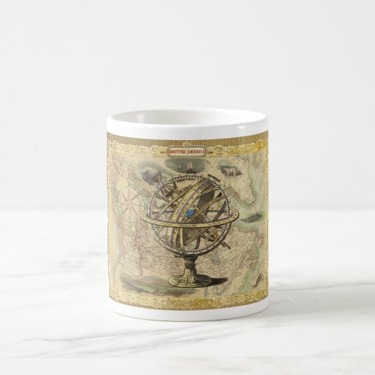 Old British America Explare Polar Bear Compass Map Kaffeetasse (Mittel)
