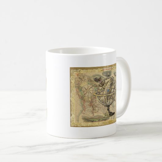 Old British America Explare Polar Bear Compass Map Kaffeetasse (VorderseiteRechts)