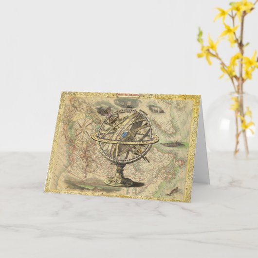 Old British America Explare Polar Bear Compass Map Karte (Gelbe Blume)