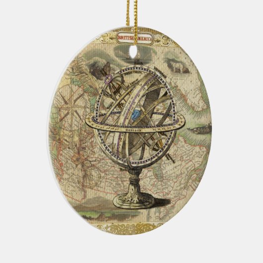 Old British America Explare Polar Bear Compass Map Keramik Ornament (Rechts)