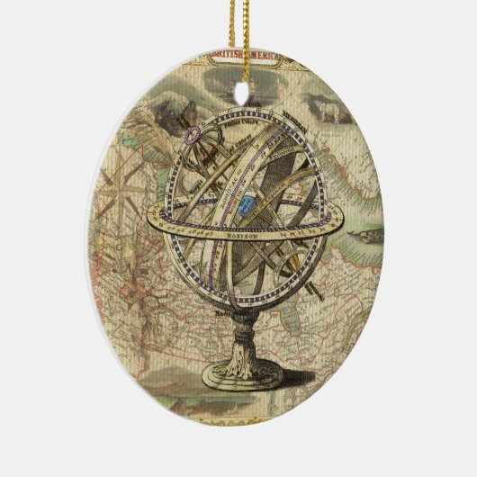 Old British America Explare Polar Bear Compass Map Keramik Ornament (Rechts)