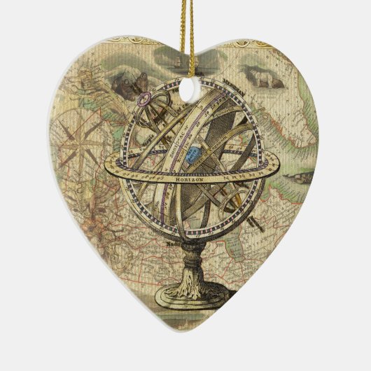 Old British America Explare Polar Bear Compass Map Keramikornament (Rechts)