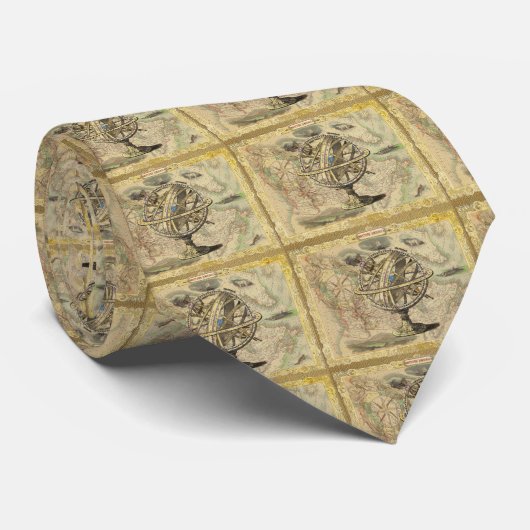 Old British America Explare Polar Bear Compass Map Krawatte (Gerollt)