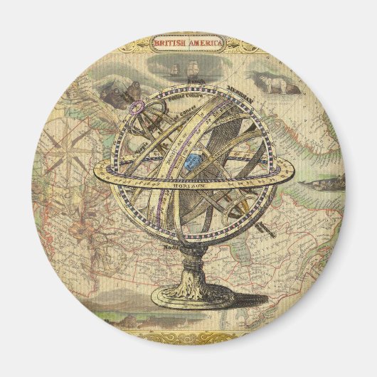 Old British America Explare Polar Bear Compass Map Magnet (Vorne)