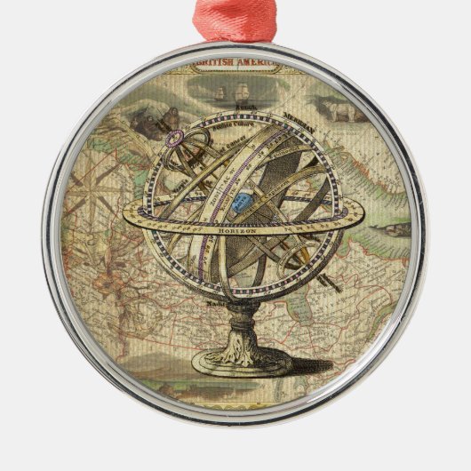 Old British America Explare Polar Bear Compass Map Ornament Aus Metall (Vorne)