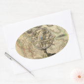 Old British America Explare Polar Bear Compass Map Ovaler Aufkleber (Umschlag)