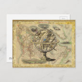 Old British America Explare Polar Bear Compass Map Postkarte (Vorne/Hinten)