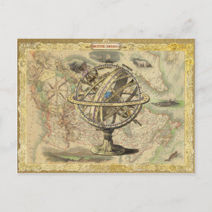 Old British America Explare Polar Bear Compass Map Postkarte