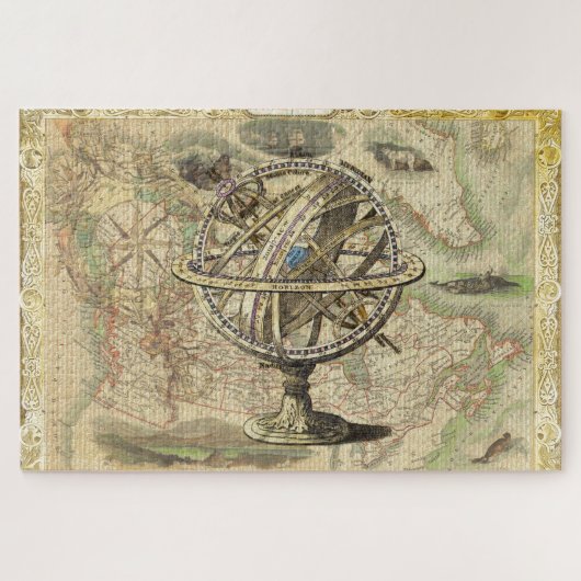 Old British America Explare Polar Bear Compass Map Puzzle (Horizontal)