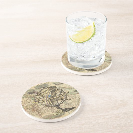 Old British America Explare Polar Bear Compass Map Sandstein Untersetzer (Seite)