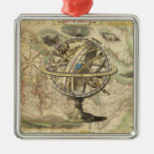 Old British America Explare Polar Bear Compass Map Silbernes Ornament (Vorne)