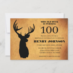 Old Buck 100. Geburtstagsfeier Einladung