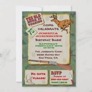 Old Buck Deer Jagd Geburtstagsparty Einladungen