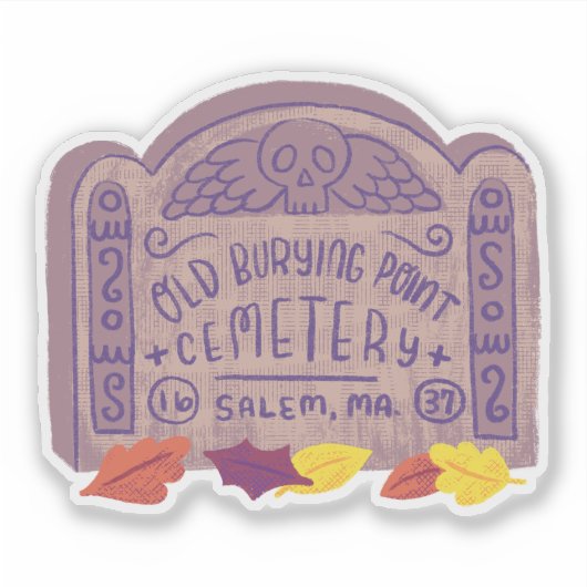 Old Burial Pt Salem Friedhof Aufkleber (Vorderseite)