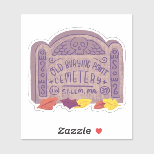 Old Burial Pt Salem Friedhof Aufkleber (Blatt)