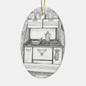 Old Cabin Stove Keramik Ornament (Links)