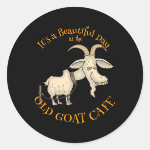 Old Cafe Goat Senior Runder Aufkleber