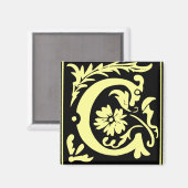 Old Calligrafy Letter C Square Kühlschrankmagnet (Vorderseite/Rückseite)
