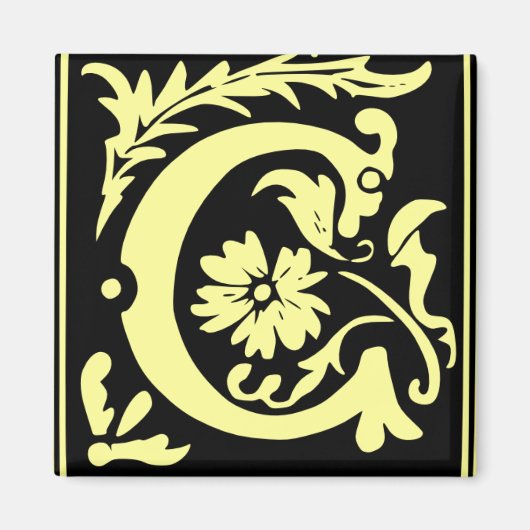 Old Calligrafy Letter C Square Kühlschrankmagnet (Vorne)