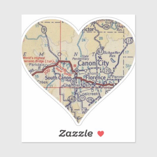 Old Canon City Map Aufkleber (Blatt)