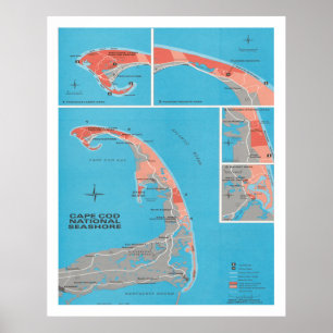 Old Cape Cod National Seashore Map (1968) Poster