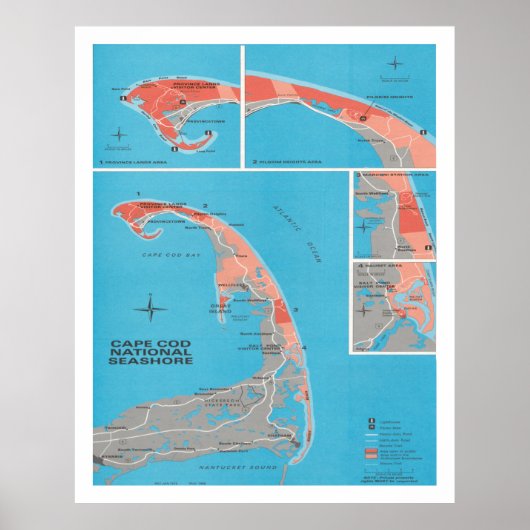 Old Cape Cod National Seashore Map (1968) Poster (Vorne)