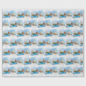 Old Car with Christmas Gingerbread House Geschenkpapier (Flach)