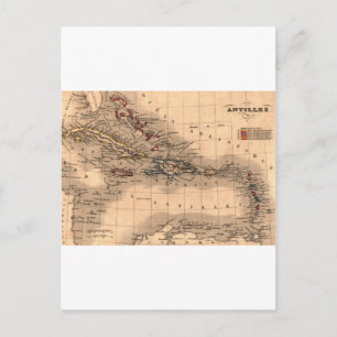 Old Caribbean Map Dive Shirt Postkarte