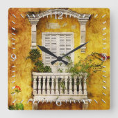 Old Cartagena Wallclock Quadratische Wanduhr (Vorderseite)