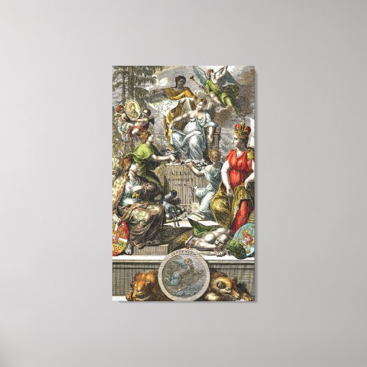 Old Cartographic Map Line Art Leinwanddruck (Vorderseite)