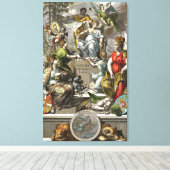 Old Cartographic Map Line Art Leinwanddruck (Insitu (Holzboden))