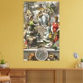 Old Cartographic Map Line Art Leinwanddruck (Insitu (Wohnzimmer))