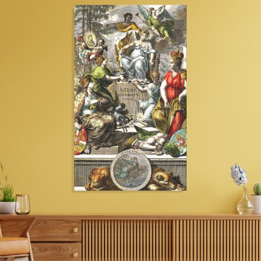 Old Cartographic Map Line Art Leinwanddruck (Insitu (Wohnzimmer))