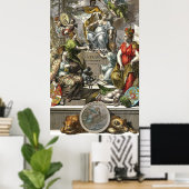 Old Cartographic Map Line Art Poster (Heimbüro)