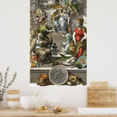 Old Cartographic Map Line Art Poster (Küche)