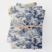 Old Castle Modern Blue Toile de Jouy Muster Geschenkpapier Set (Beispiel)