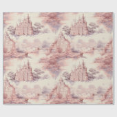 Old Castle Modern Red Toile de Jouy Muster Geschenkpapier (Flach)
