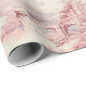 Old Castle Modern Red Toile de Jouy Muster Geschenkpapier (Rolleneckpunkt)