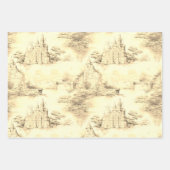 Old Castle Modern Red Toile de Jouy Muster Geschenkpapier Set (Vorderseite 3)