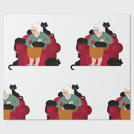 Old Cat Lady Geschenkpapier (Flach)