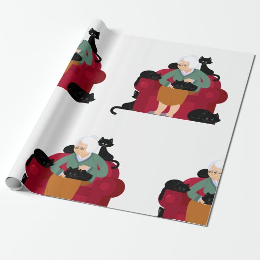 Old Cat Lady Geschenkpapier (Ungerollt)