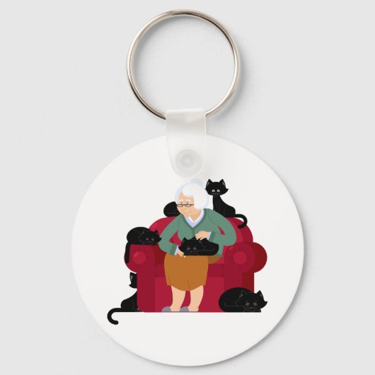 Old Cat Lady Schlüsselanhänger (Vorderseite)