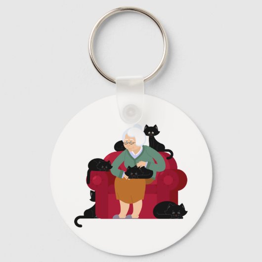 Old Cat Lady Schlüsselanhänger (Rückseite)